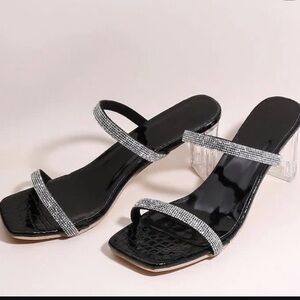 Chic Black and Silver Women's Heels